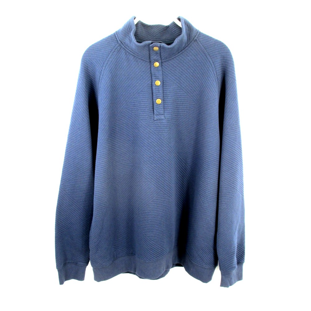 NWT GOODFELLOW Pullover Mock Neck Shirt Men L Blue Textured Long Sleeves Cozy